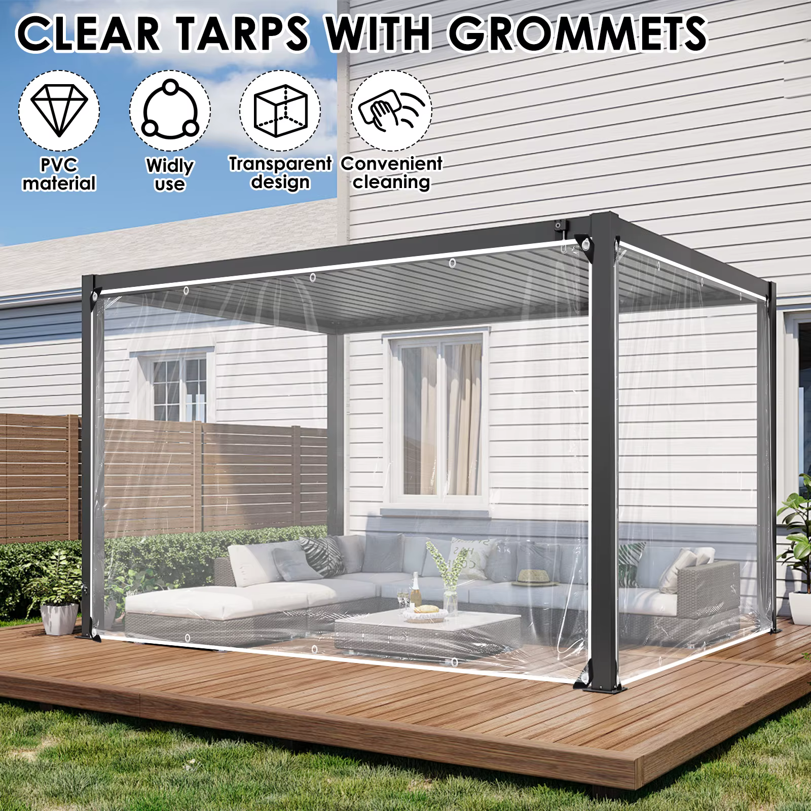 Bâche transparente imperméable épaisse pour rideau