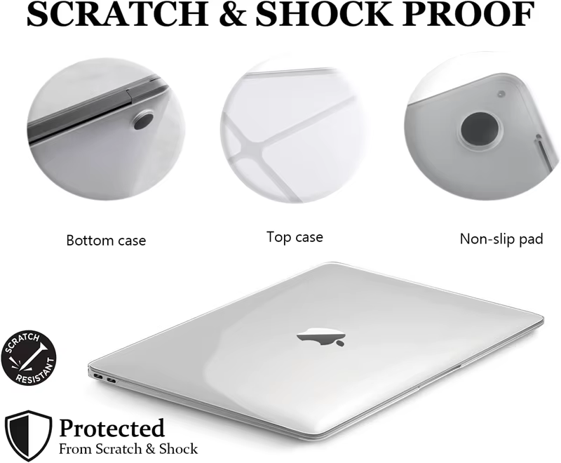 Étui transparent pour ordinateur portable Macbook Air 13.6 M4 15 M3, coque rigide pour Mac Book Neo 2026 Pro 13 M1 M2 14 16, accessoires