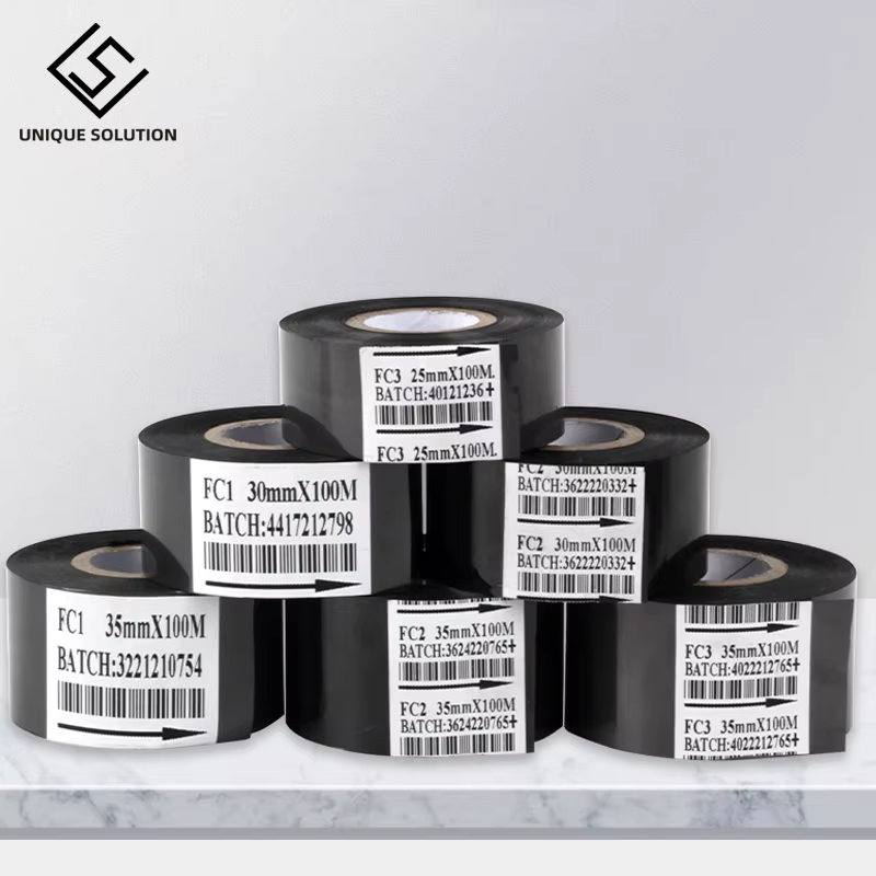 Ruban thermique de Machine d'impression de ruban 30*100m, accessoire d'imprimante de Code de Date noir 25mm 30mm 35mm de largeur pour DY-8 HP-241B