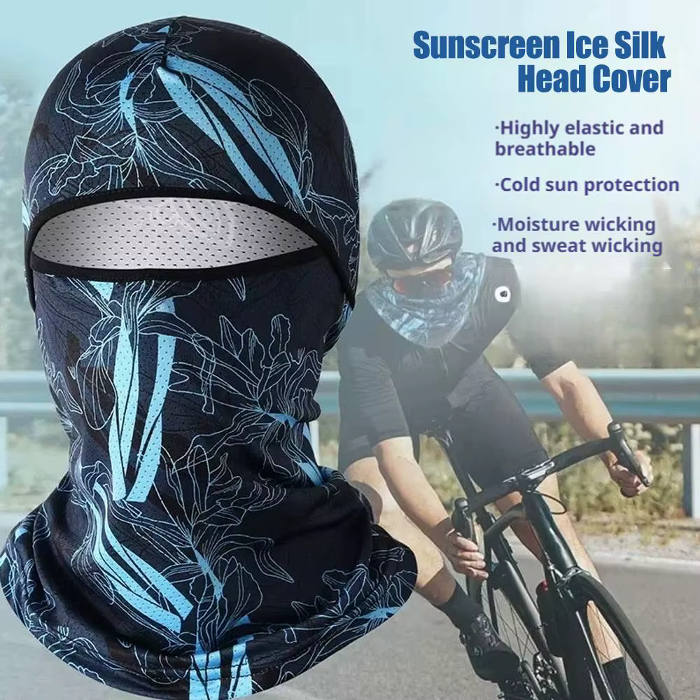 Cagoule de Protection solaire, casquette de cyclisme complète, Protection UV, vélo moto, masque complet en soie glacée pour cyclisme et ski