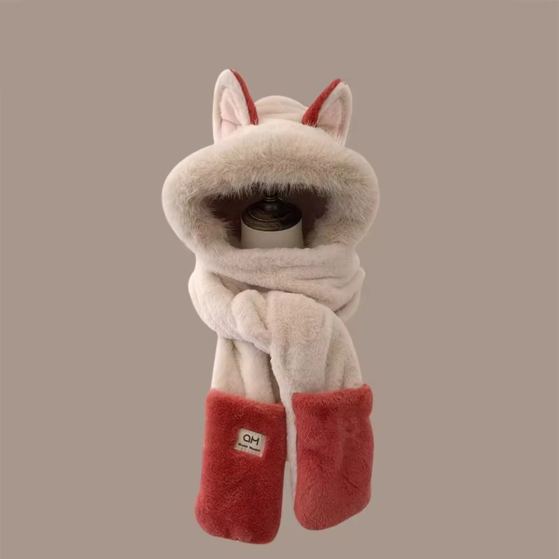 Écharpe de protection des oreilles chaude en forme de renard pour l'extérieur, chapeau en peluche une pièce en fourrure et à la mode, nouvelle collection hiver