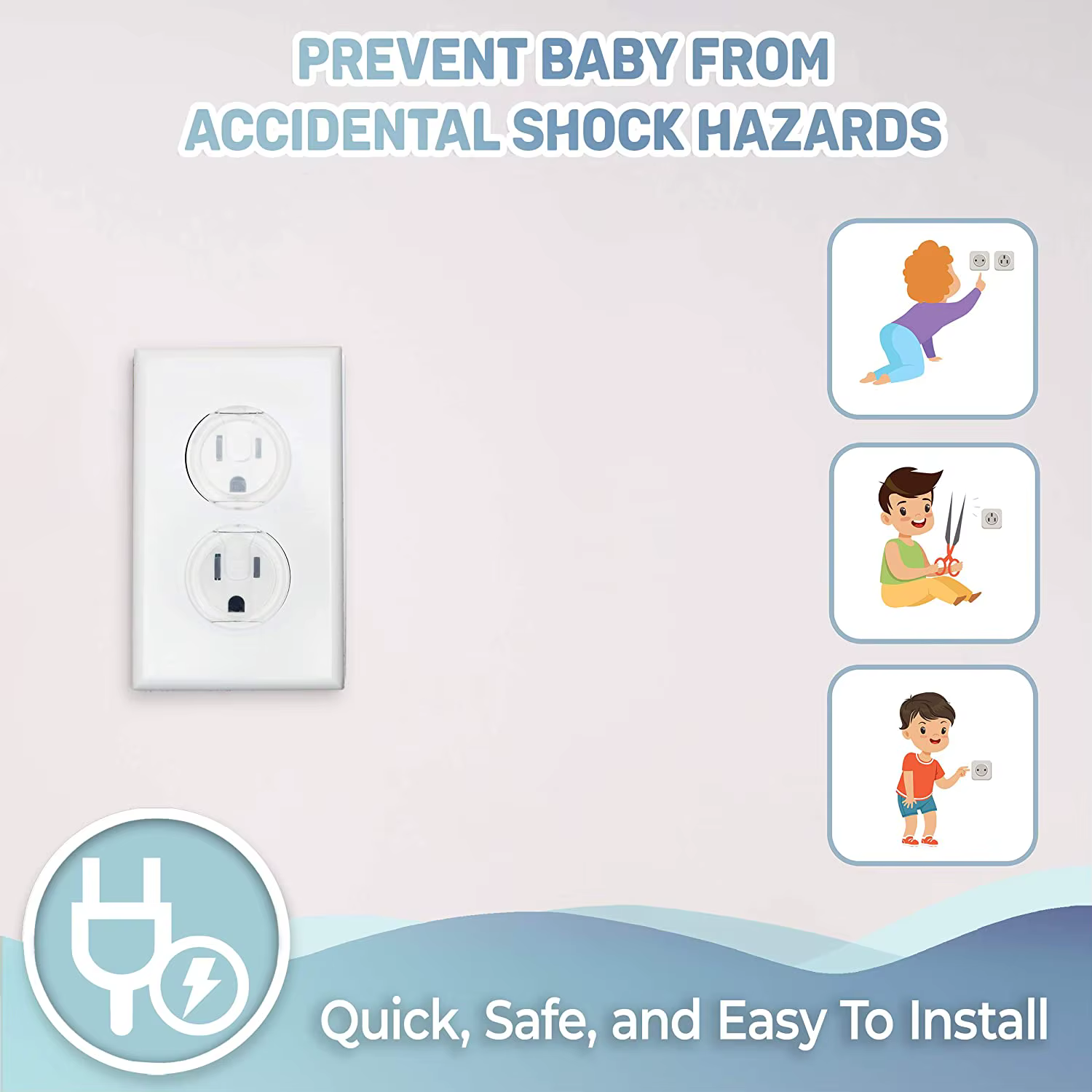 Cache-prises de sécurité enfant, protection pour prises électriques standard américaines, protection contre les risques électriques pour enfants