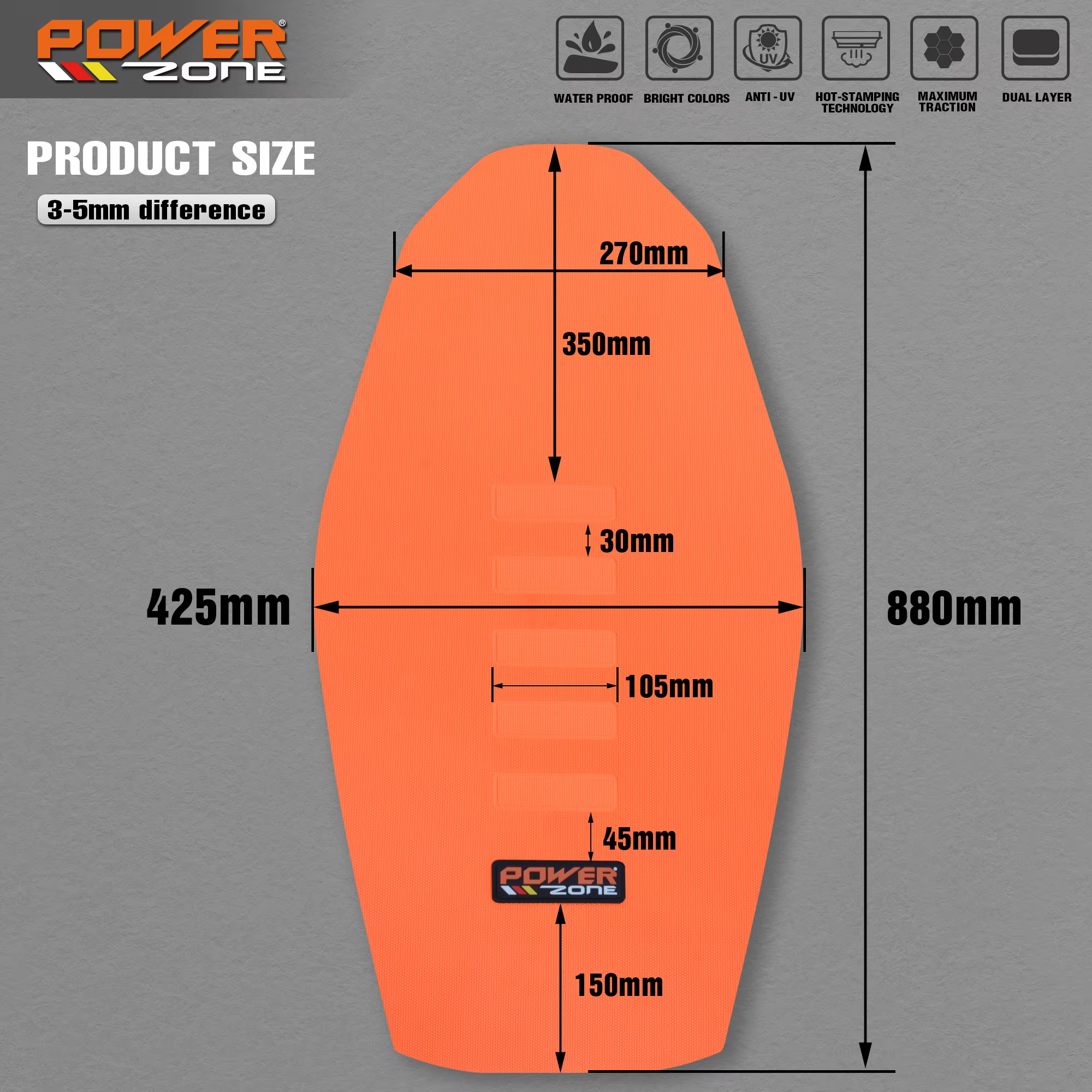 Powerzone – housse de siège à pince nervurée, ensemble étanche, Protection antidérapante bouleversée, pour SXF EXC KXF CRF YZF WR TC TE
