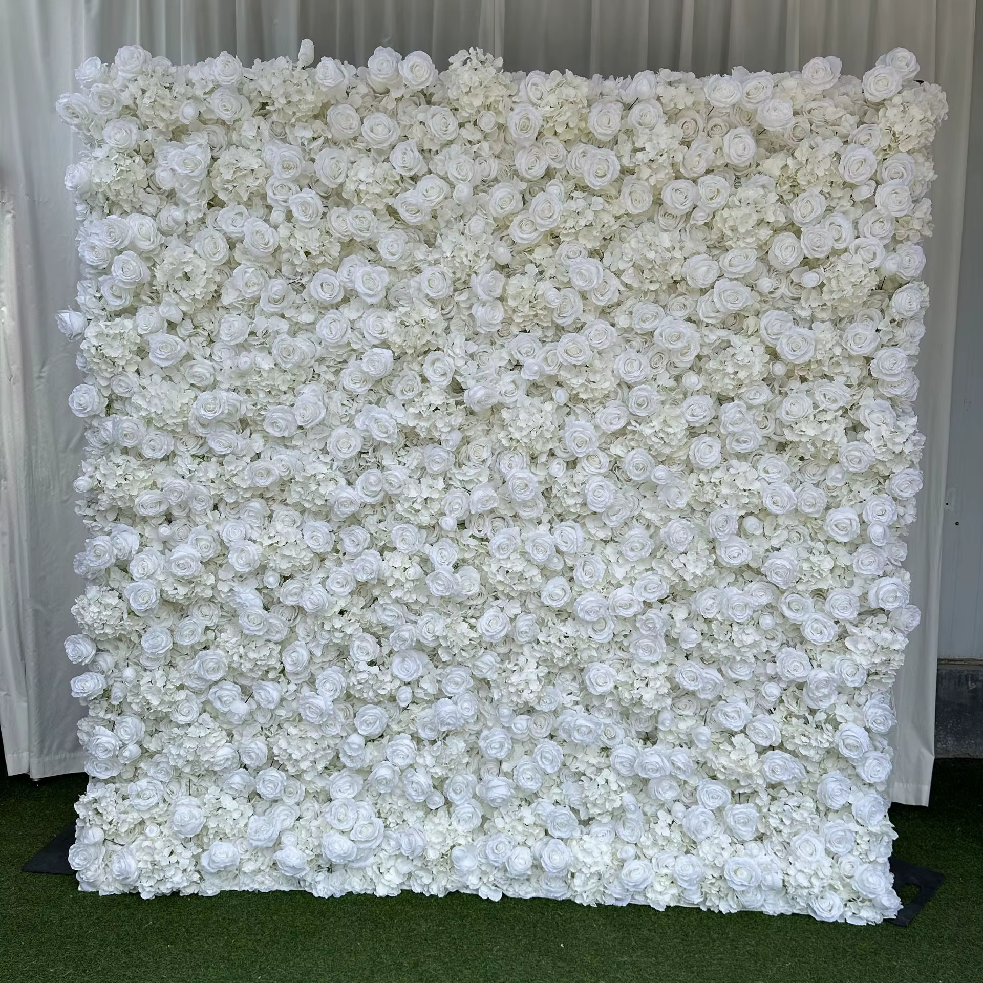Uflower 3D blanc Rose tissu rideau fleur mur enroulable mariage toile de fond accessoires flore mur fête événement
