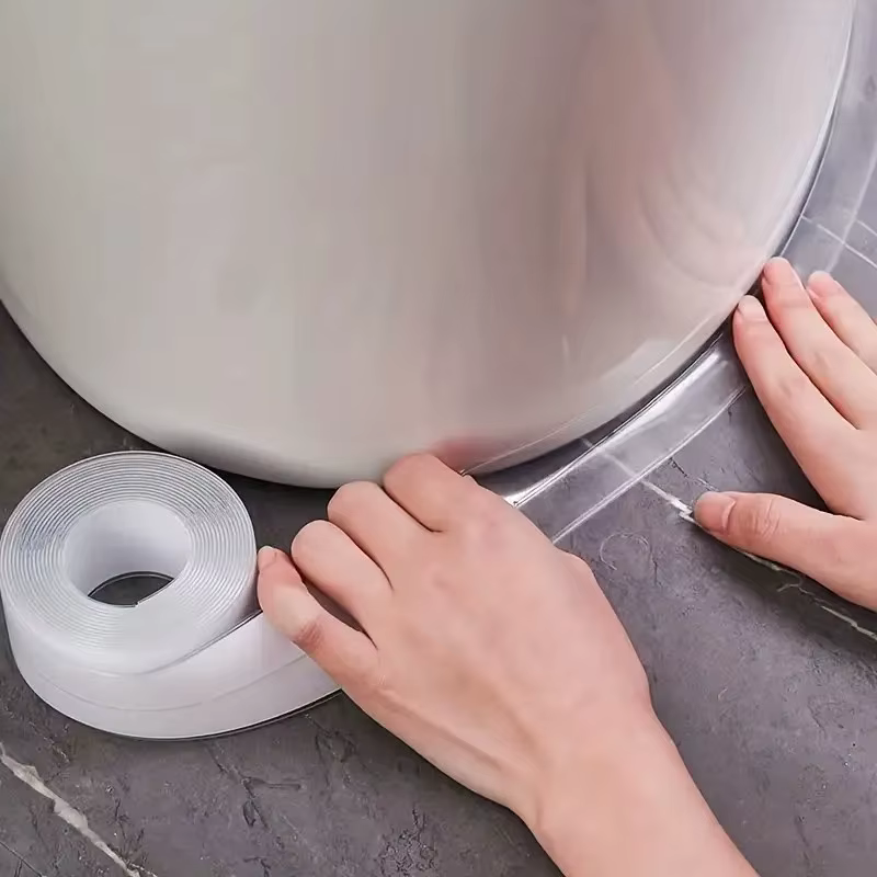 Ruban adhésif en PVC transparent imperméable, super adhésif, parfait pour les salles de bain, toilettes, éviers et cuisines, 1 rouleau