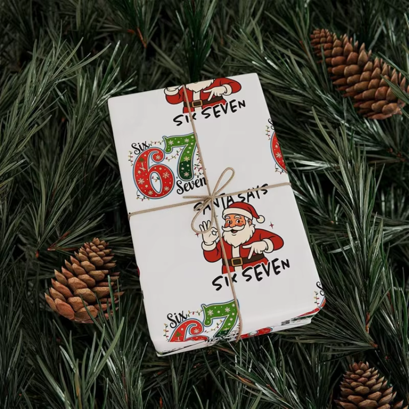 Rouleau de 67 papiers d'emballage amusants pour enfants, emballage cadeau de Noël du Père Noël 67