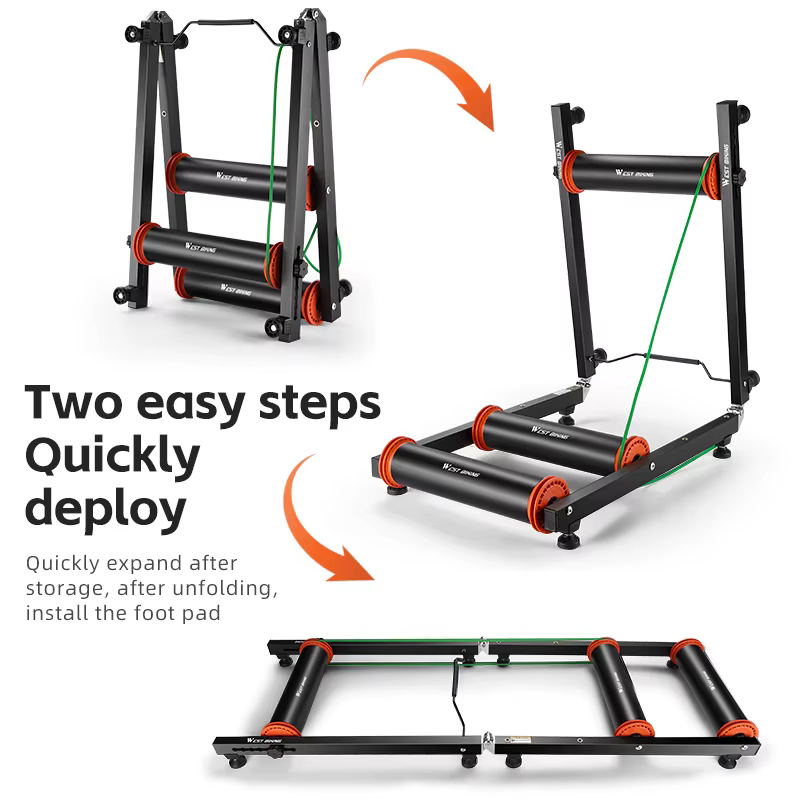 WEST BIKING – plate-forme d'entraînement de cyclisme à roulettes, entraîneur de vélo d'intérieur professionnel, pliable et réglable, pour vtt et vélo de route