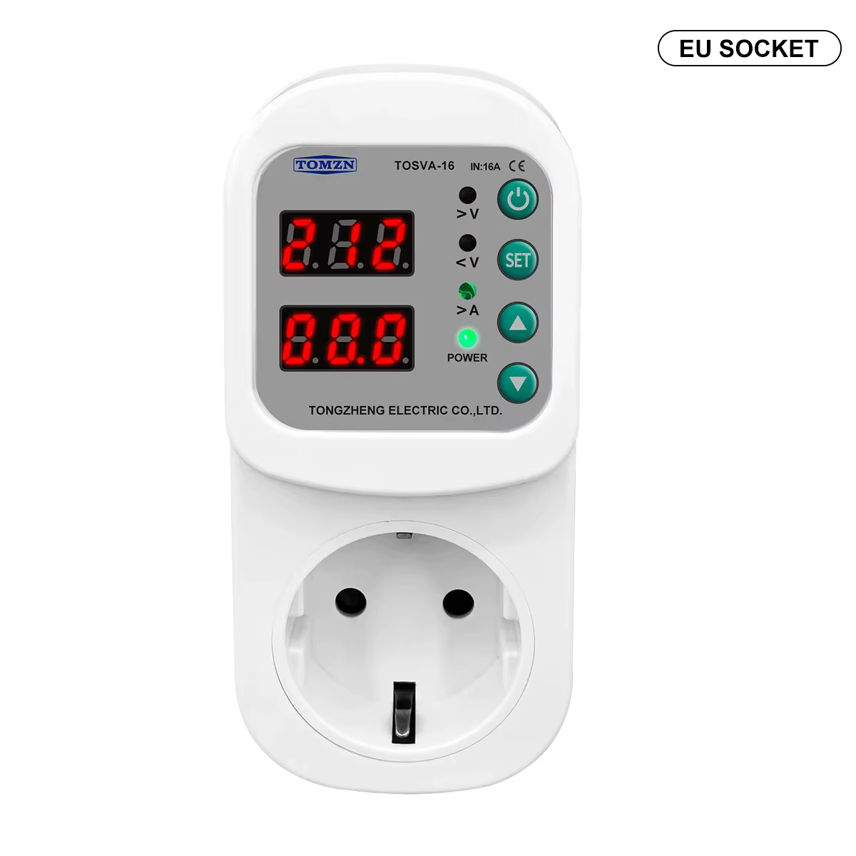 TOMZN prise de protection de courant de tension automatique AC110V 220V réglable 1-16A protecteur de surtension prise ue TOSVA-16