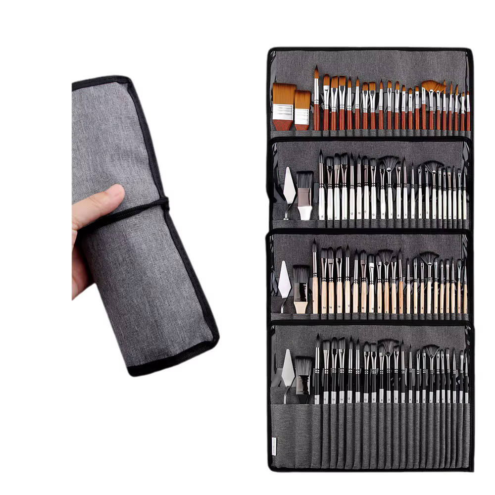 Ensemble de pinceaux mixtes pour peinture à l'huile professionnelle, sac en toile, bois, pinceau pour artistes, fourniture d'art exacache d'interconnexion, le plus récent, 25 pièces