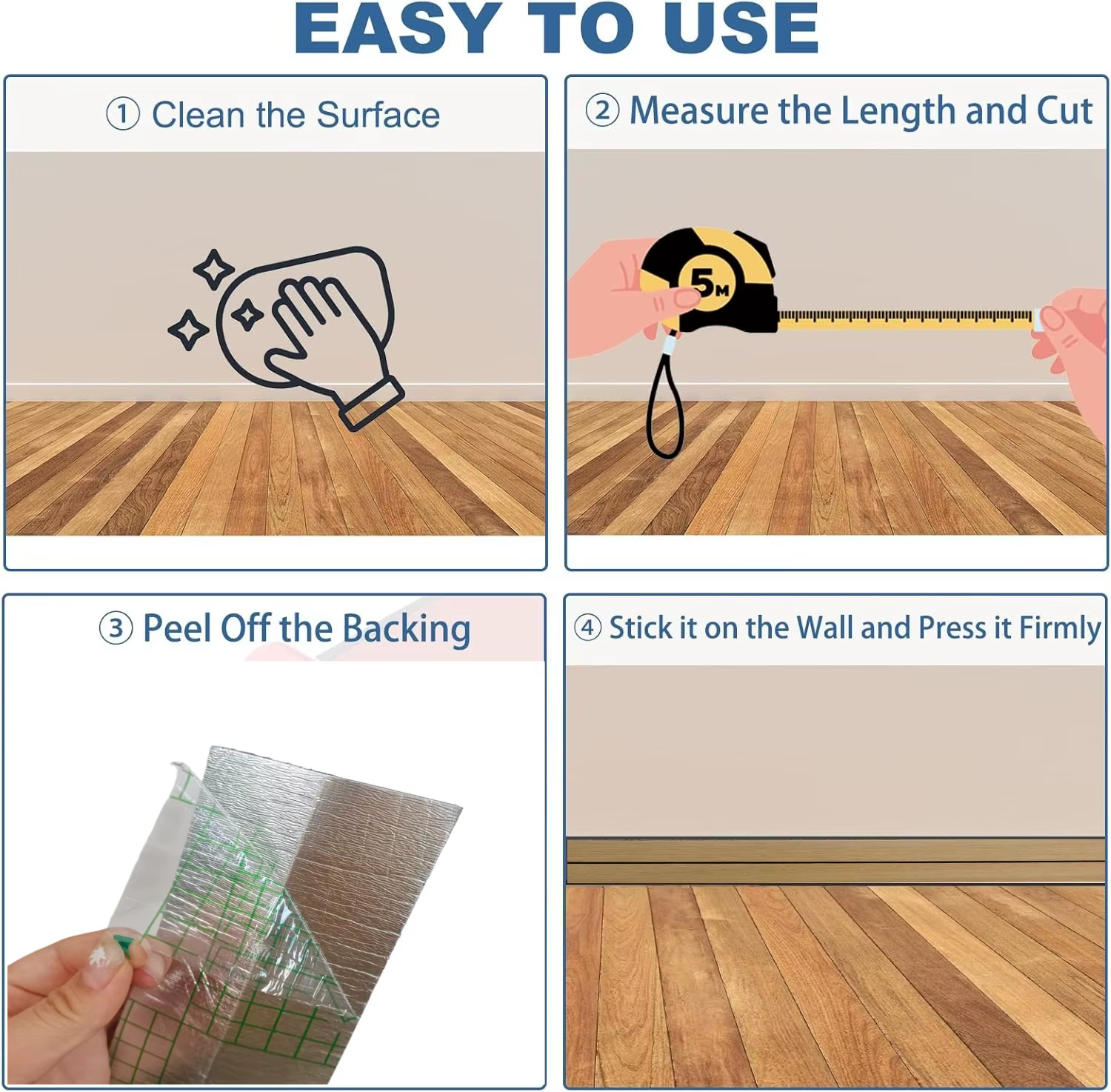 1 rouleau d'autocollant mural auto-adhésif en PVC imitation grain de bois