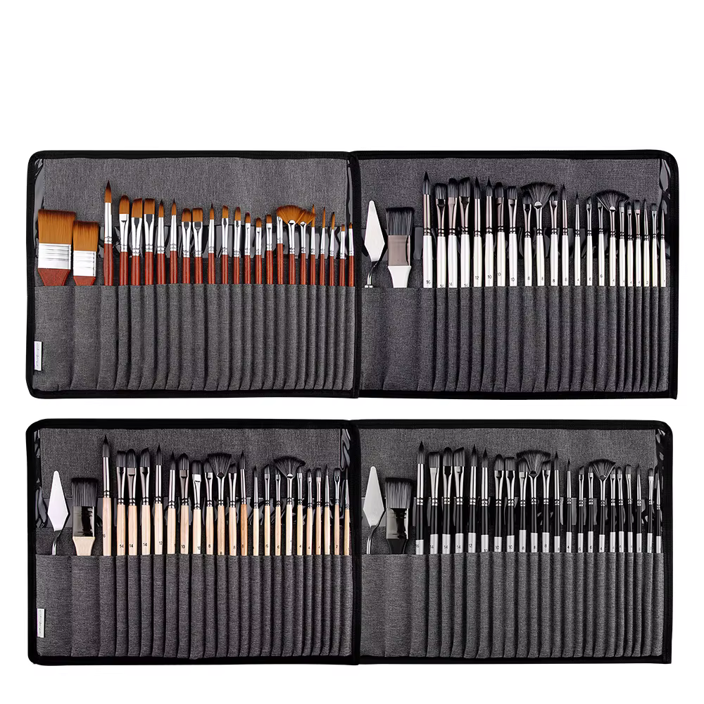 Ensemble de pinceaux mixtes pour peinture à l'huile professionnelle, sac en toile, bois, pinceau pour artistes, fourniture d'art exacache d'interconnexion, le plus récent, 25 pièces