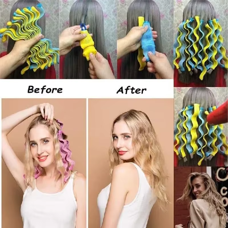 Bigoudis en spirale sans chaleur pour femmes  boucles rondes sans forme d'onde  bricolage  2 crochets  12 pièces  18 pièces 10 pièces