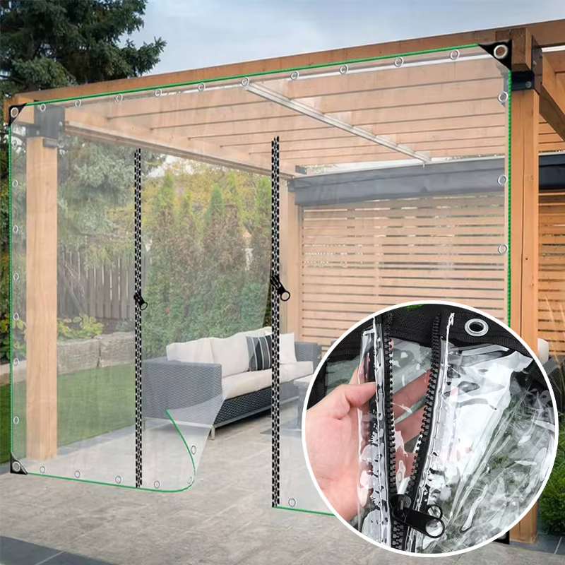 Bâche transparente personnalisée à fermeture éclair pour l'extérieur
