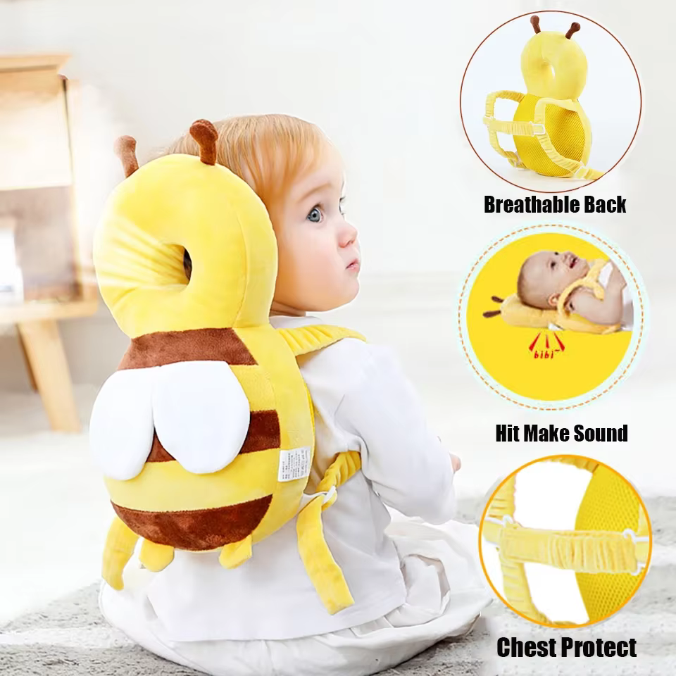Coussin de protection pour la tête et le dos du bébé, coussin de sécurité pour l'apprentissage de la marche des tout-petits, protection contre les chutes, casque enfant motif abeille