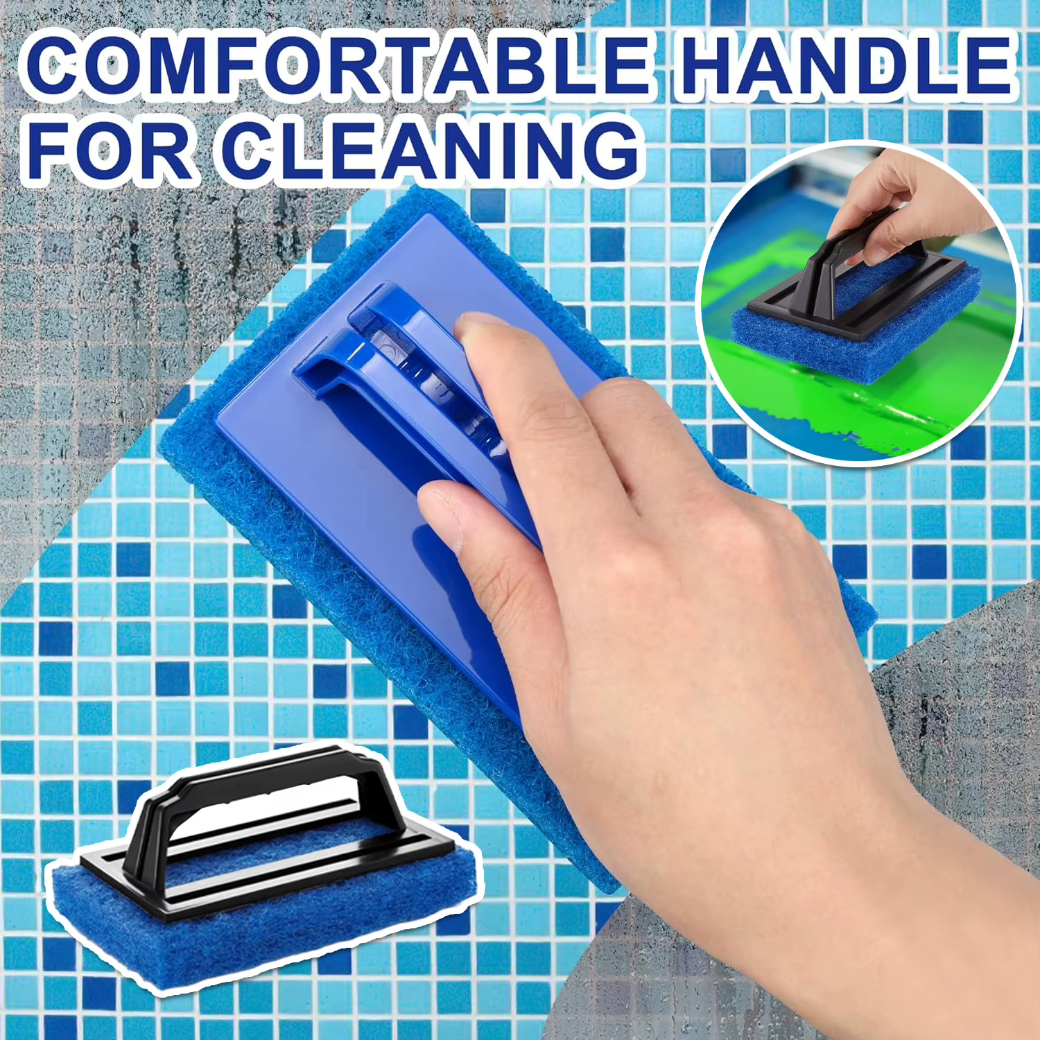 Brosse éponge de nettoyage pour piscine Jacuzzi avec manche, accessoires de nettoyage épais pour salle de bain