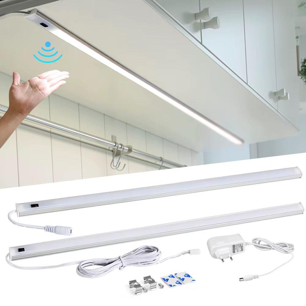 Lumière LED sous-meuble lumières pour cuisine interrupteur de balayage manuel PIR capteur de mouvement placard garde-robe lampe 30/40/50 cm LED veilleuse