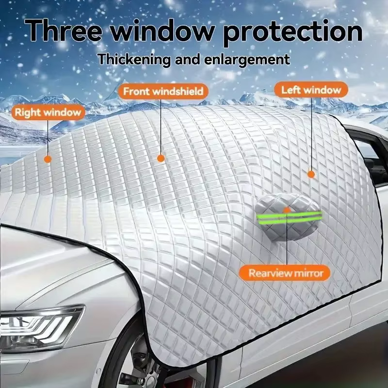 Couverture de neige de pare-brise d'hiver de voiture, protection antigel de pare-soleil de voiture, protection solaire et couverture de pare-brise avant anti-glace
