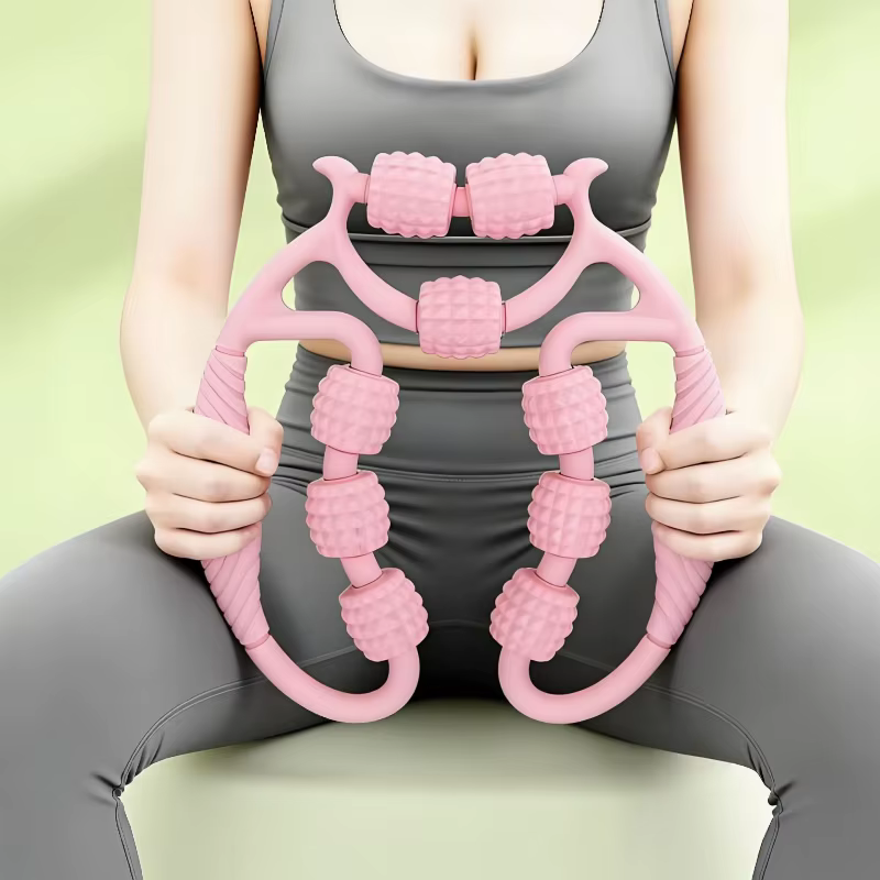 Masseur de jambes à 9 roues 360° ° Outil de massage enveloppant pour la relaxation des muscles des jambes, des bras et des cuisses, yoga, fitness, amincissement