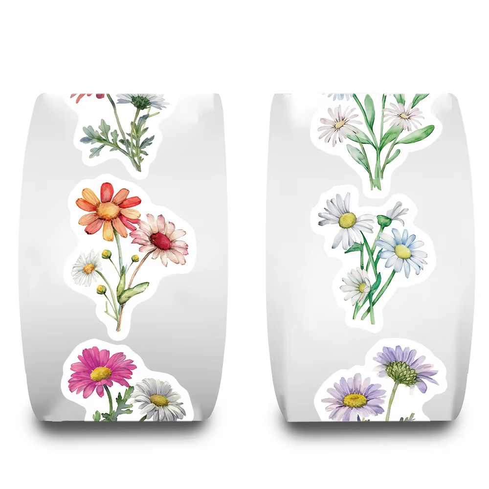 Rouleau d'autocollants marguerite et fleurs sauvages