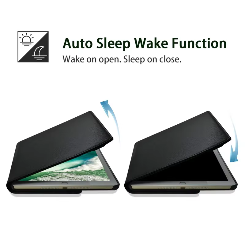 Pour iPad Pro 12.9 2018 2020 2021 2022 2015/2017 Étui en cuir intelligent 360 ° Coque de protection pour fonction rotation et réveil du sommeil