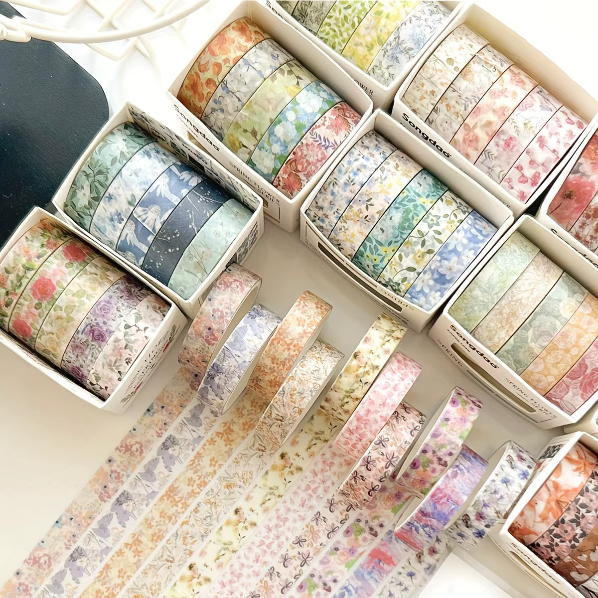 5 rouleaux/ensemble esthétique ruban adhésif décoratif Floral fleur Washi