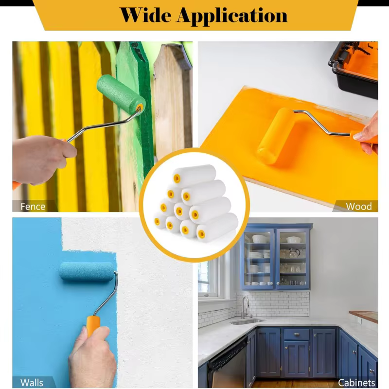 10 pièces de rouleaux à peinture en mousse à haute absorption de 4 pouces