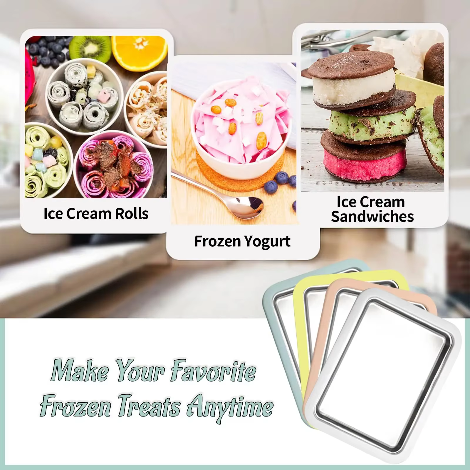 Machine à crème glacée roulée multifonctionnelle, poêle à glace frite douce et froide, yaourtière glacée domestique pour plateau à glace frit fait maison