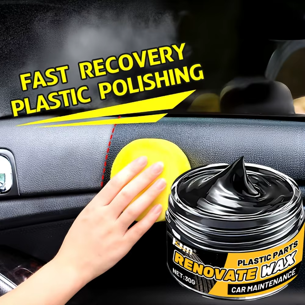 1 pot de cire de restauration et de protection noire brillante pour l'intérieur de la voiture - Revêtement en plastique