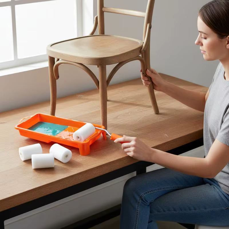 Kit de 6 rouleaux à peinture en mousse de 2 pouces avec revêtement de bac pour projets