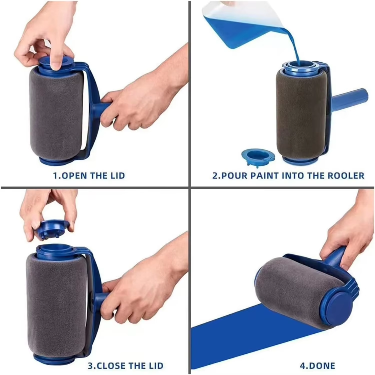 Rouleau de peinture rechargeable facile à remplir avec rangement intégré pour peindre les murs