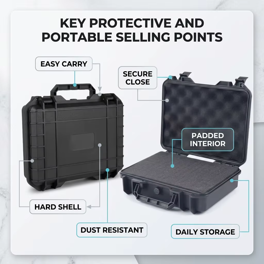 Boîte de protection de sécurité étanche, boîte de rangement pour instruments et équipements, boîte scellée en plastique résistante aux chocs, portable, résistante à l'humidité.