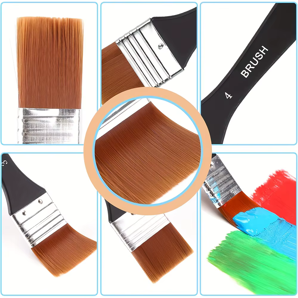 Ensemble de pinceaux plats larges en nylon Yutiars Lacquer Art (4+4 pièces)