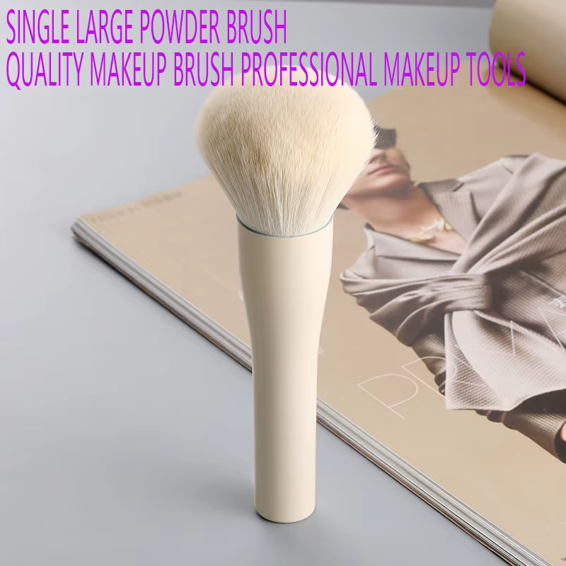 Pinceau à poudre professionnel de grande taille, poils synthétiques doux, adaptés à tous les types de peau, idéal pour la pose de la poudre et le maquillage quotidien.