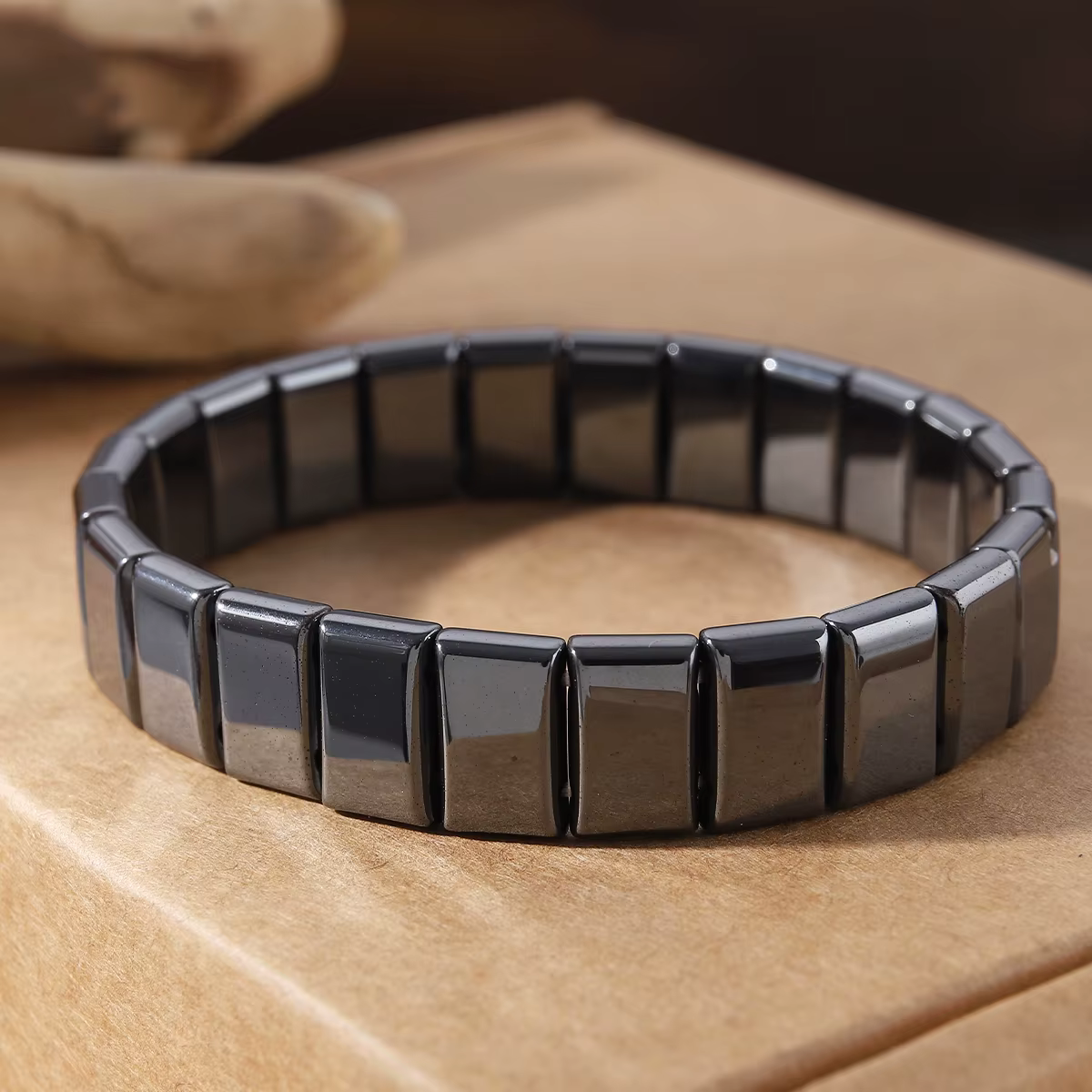 Bracelet en hématite pour hommes, pour retrouver votre confiance, en pierre d'hématite naturelle, perles extensibles, bracelets de guérison, bijoux cadeau