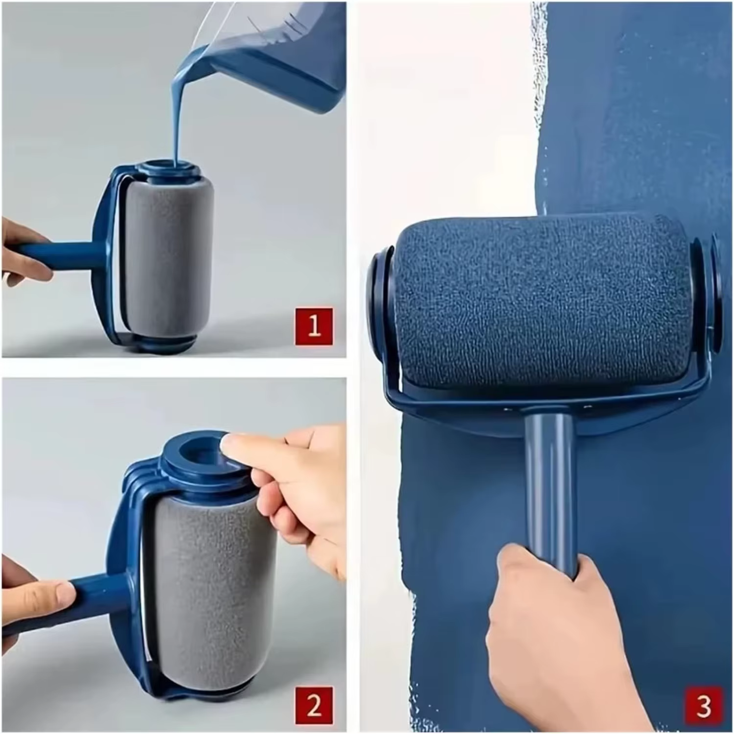 Rouleau de peinture rechargeable facile à remplir avec rangement intégré pour peindre les murs