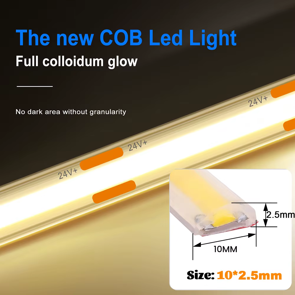 Bande lumineuse LED COB 12V 24V 3000K 4000K 6000K IP67 Étanche Flexible Ruban LED 480 LED/m 5m 10m 20m 0.5m 1m 2m Éclairage Linéaire