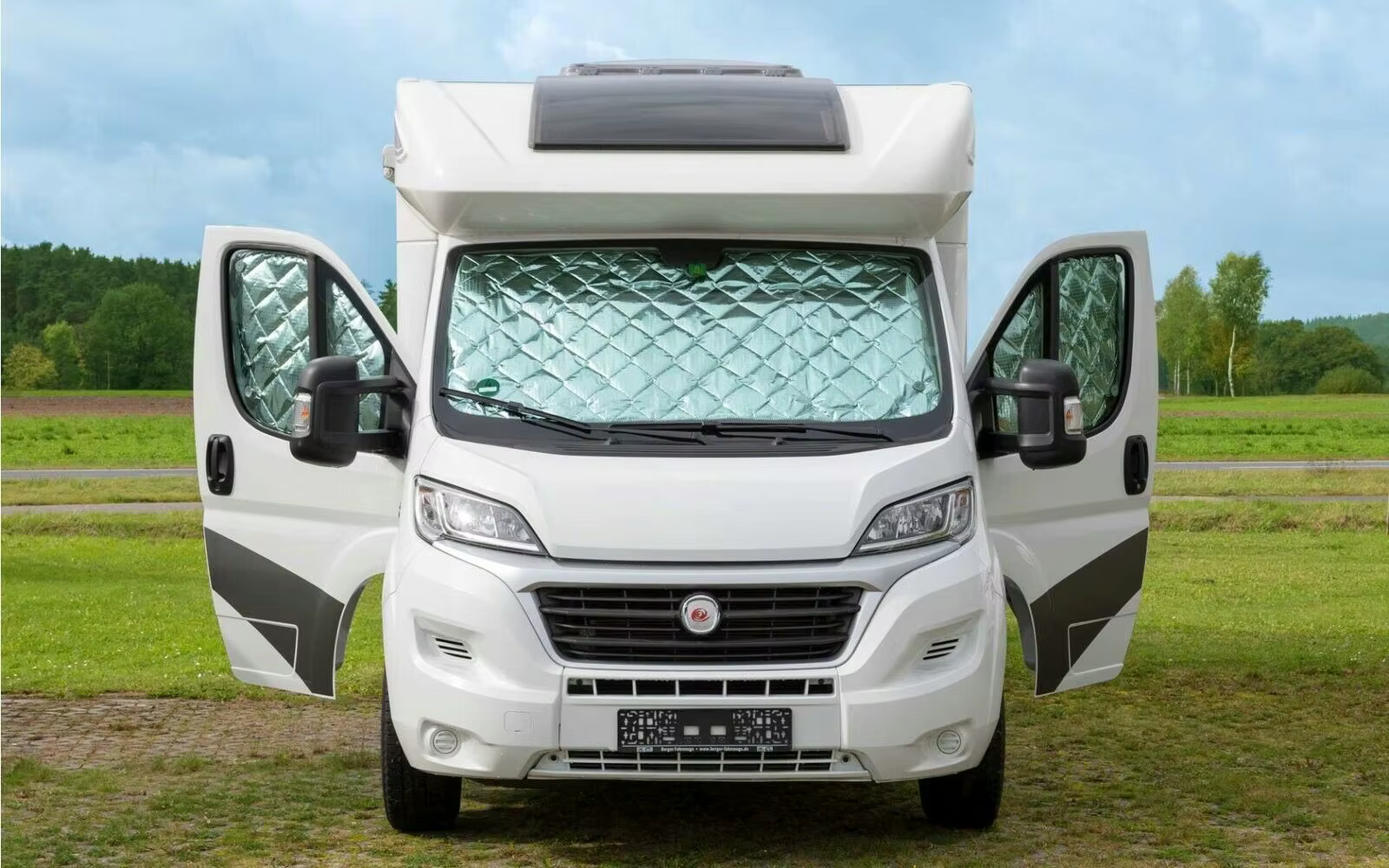 Stores thermiques internes pour pare-brise, couverture de pare-brise, pare-soleil, 7 couches, Fiat Ducato 2006 2022, KIT Boxer, cristaux et citations
