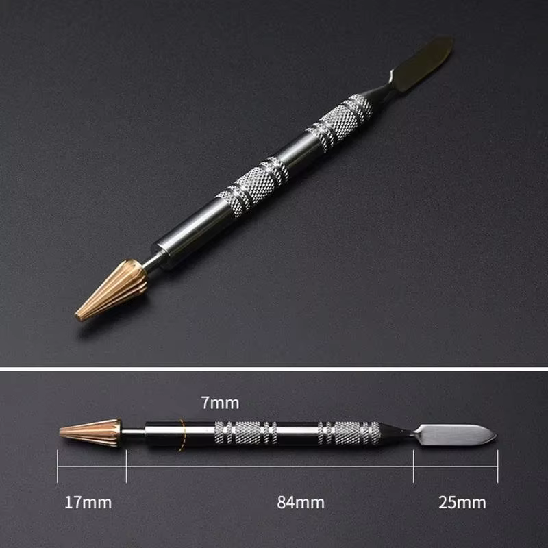 Bord du cuir Double tête colle en laiton rouleau de peinture collage à l'huile stylo de colorant bâton outil