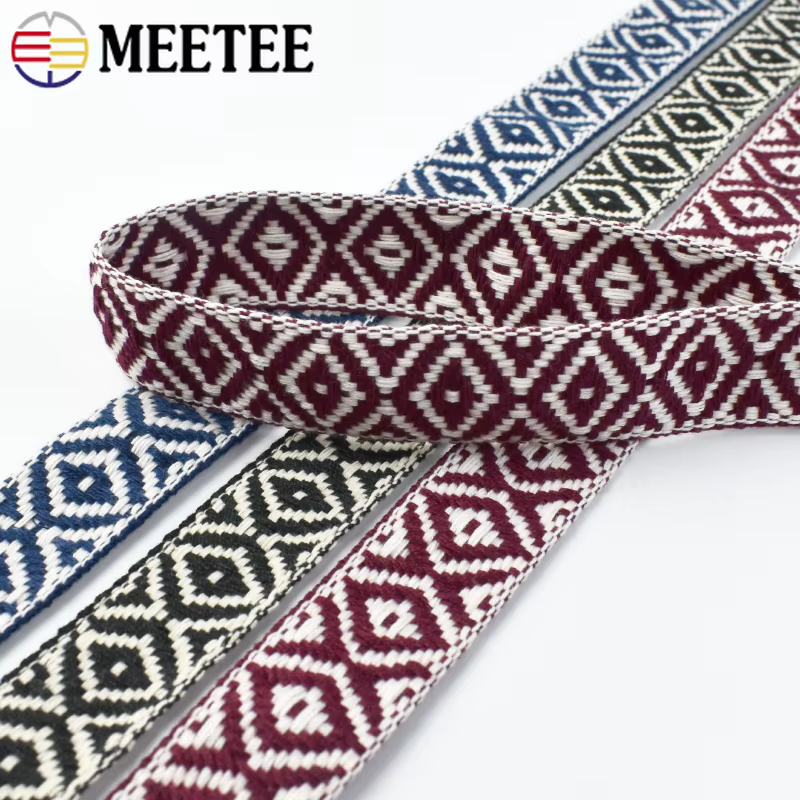 1 rouleau = 40 m, ruban jacquard ethnique de 25 mm