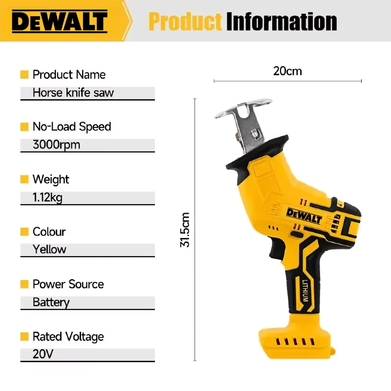 Scie sauteuse multifonctionnelle DEWALT 20V sans balais 2800RPM – Scie électrique sans fil pour tous matériaux