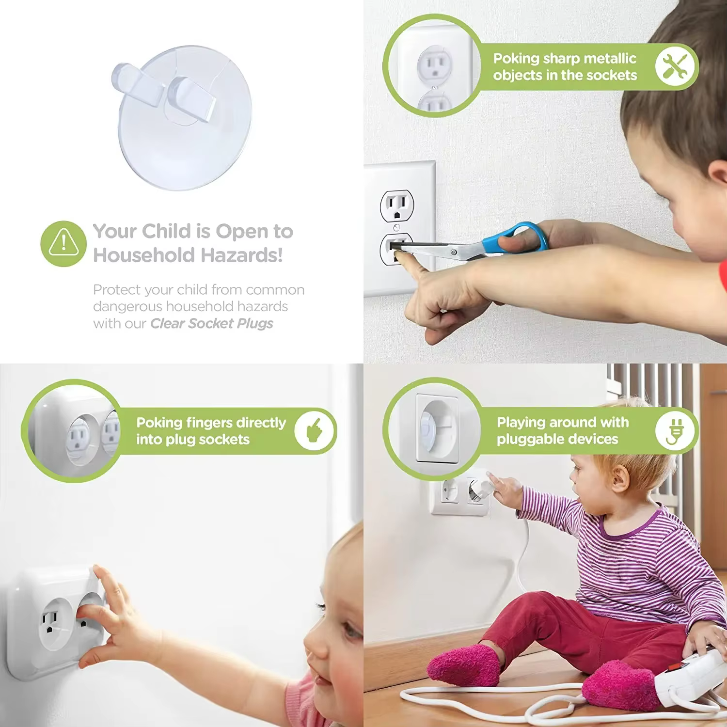 Cache-prises de sécurité enfant, protection pour prises électriques standard américaines, protection contre les risques électriques pour enfants