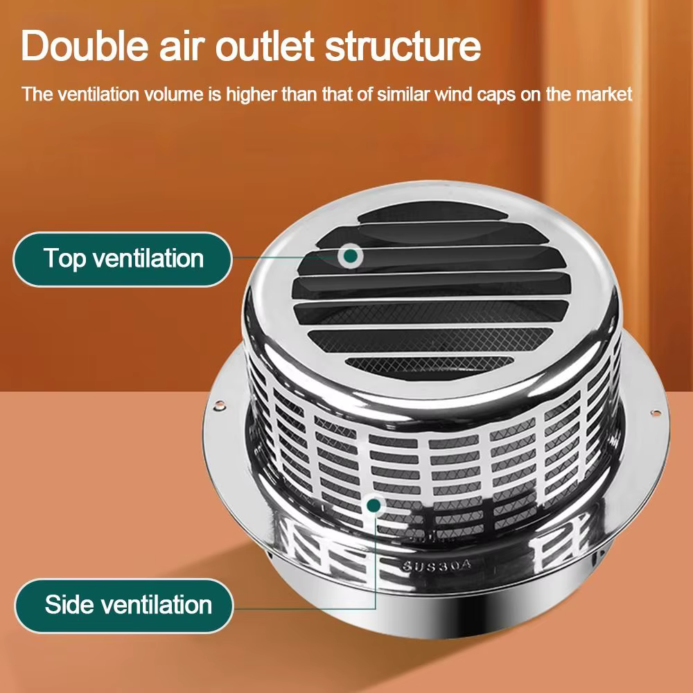 Bouchon de cheminée en acier inoxydable, paroi extérieure, hotte d'échappement de fumée, capuchon de pluie ventilé, couvercle de protection de tuyau de poêle, système de Ventilation