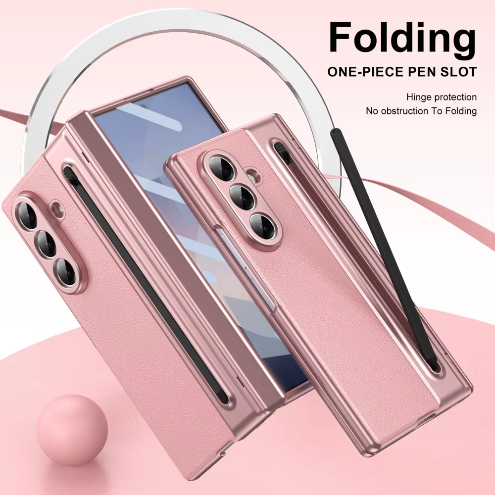 Z Fold7 luxe charnière Protection étui en cuir pour Samsung Galaxy Z Fold7 Fold 7 mode électronique stylo fente couverture avec Film de verre