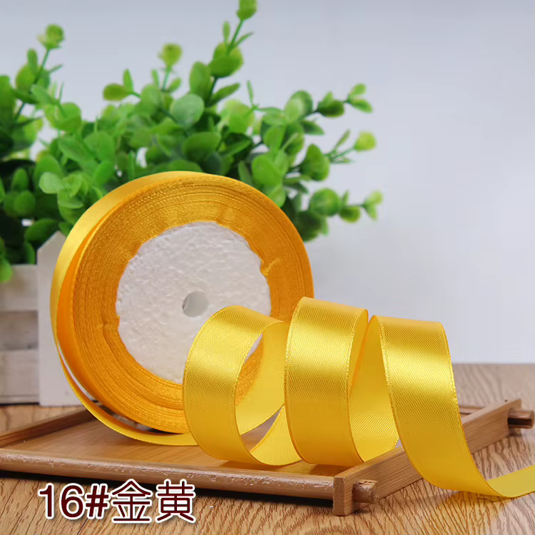 Rubans en Satin de soie jaune Orange or 6-10-15-20-25-40-50mm