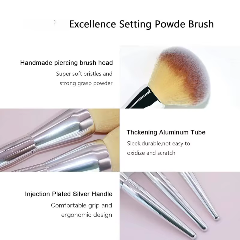Grande brosse à poudre synthétique ultra-douce, pour maquillage liquide, crème et poudre