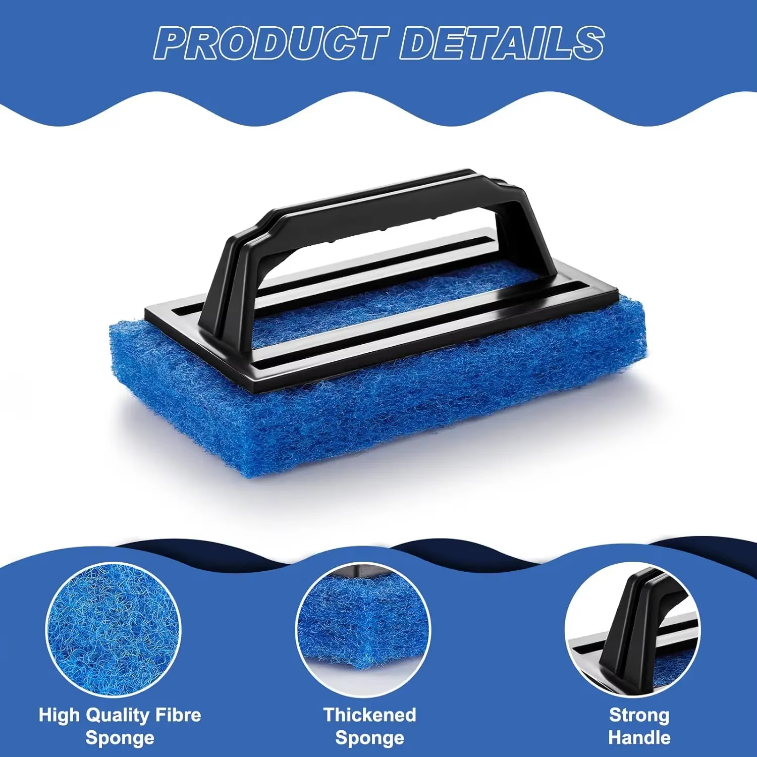 Brosse éponge de nettoyage pour piscine Jacuzzi avec manche, accessoires de nettoyage épais pour salle de bain