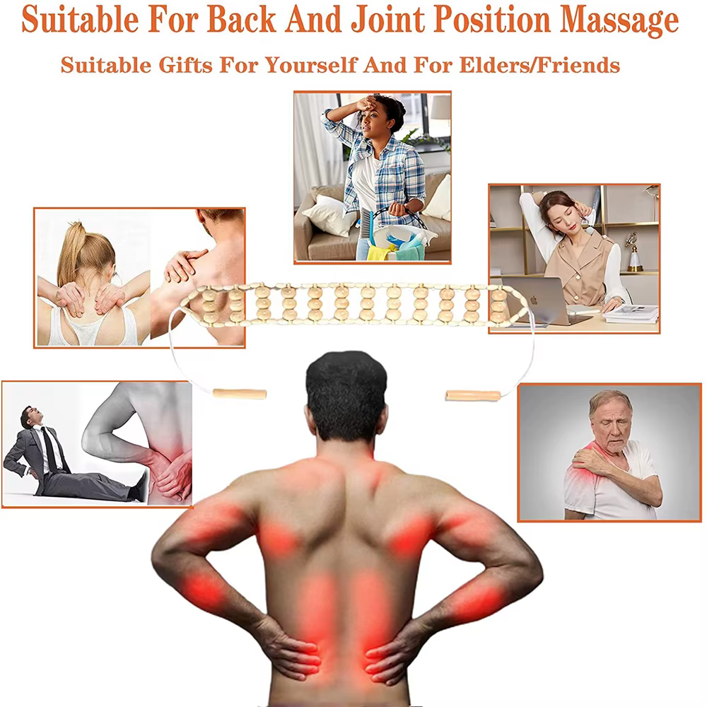 Corde à rouleau de Massage en bois, 1 pièce, pour le Drainage lymphatique et la sculpture du corps, outil de Massage du dos portatif pour soulager les douleurs musculaires