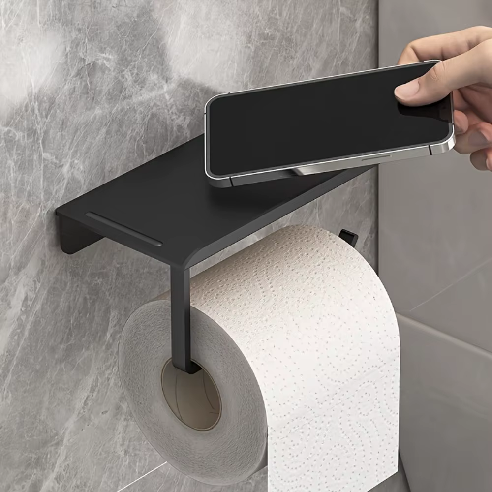 Porte-papier toilette mural sans perçage, support de rouleau de papier toilette auto-adhésif pour salle de bain, rangement de mouchoirs, accessoires de toilette