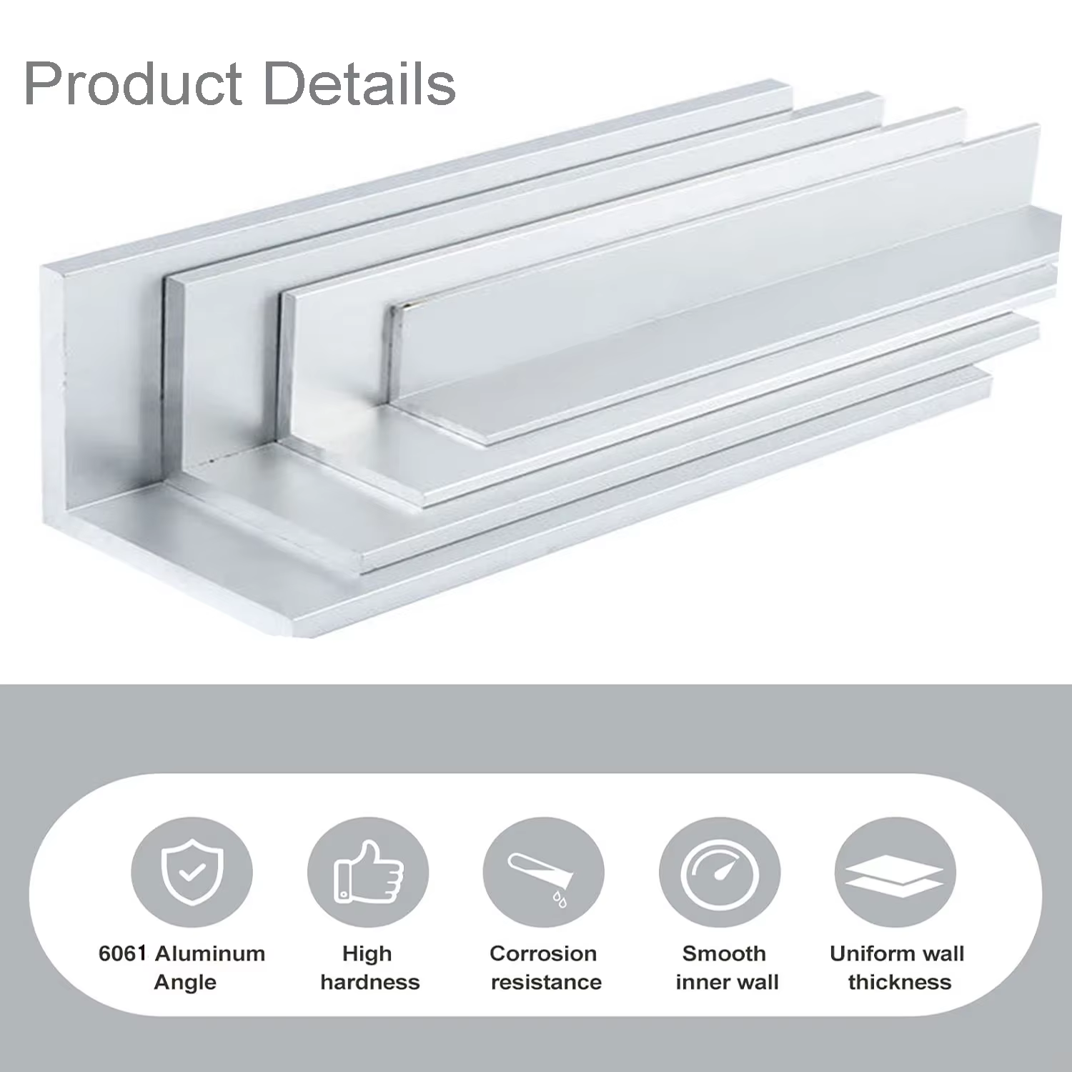 Profilé en aluminium 6061 à angle droit 20x20 25x25 30x30 40x40 50x50MM