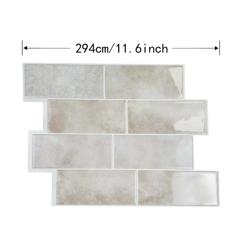 Carreaux muraux pour salle de bains imperméables 10 feuilles pierre Beige peler et coller dosseret Splash bâton sur
